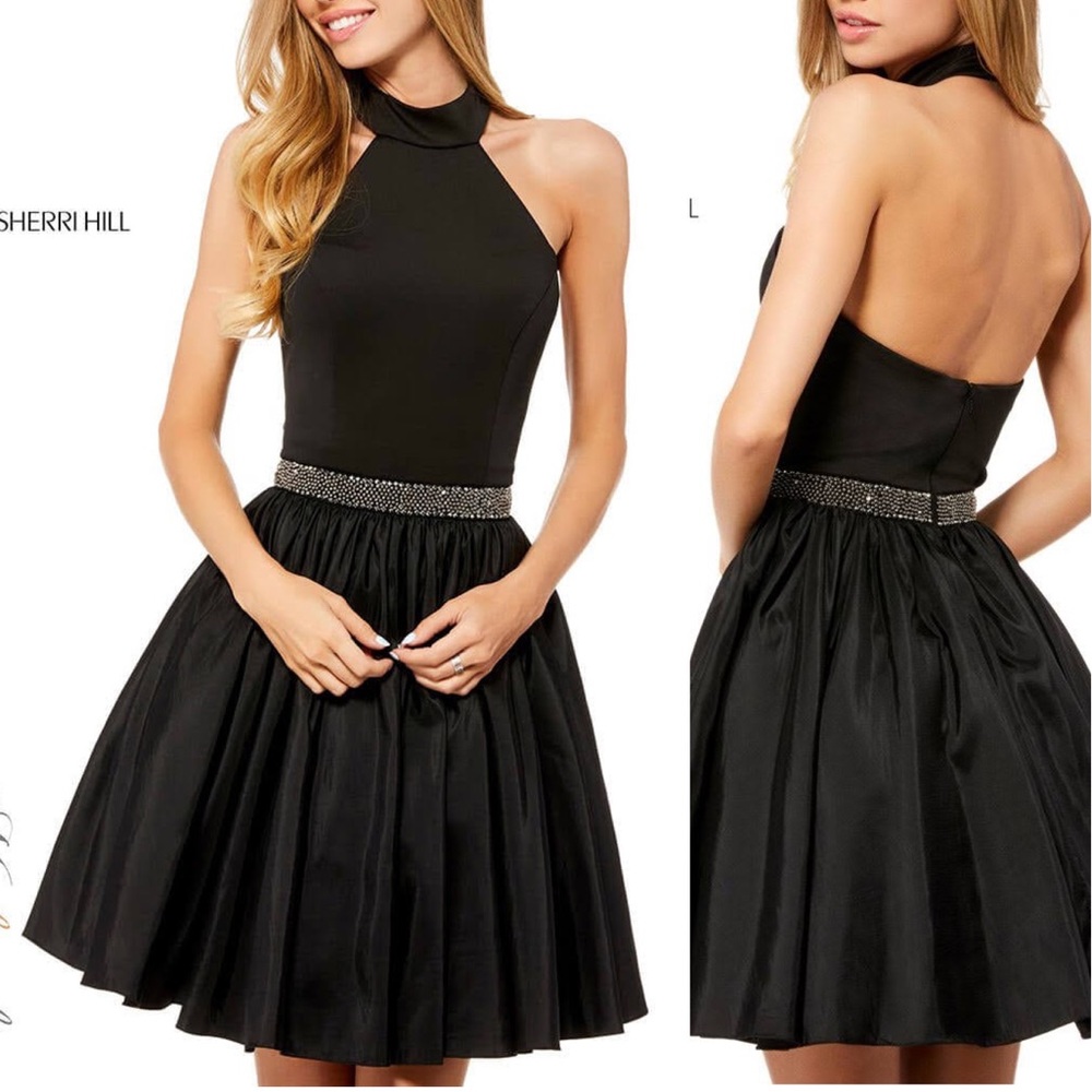 Sherri Hill Black Halter Dress